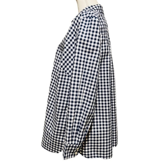 TALBOTS PLUS WOMENS NAVY & WHITE CHECKERED LONG SLEEVE BUTTONED DOWN SHIRT SZ 2X - Picture 2 of 9